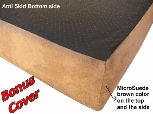 Dogbed4less Premium Orthopedic Memory Foam Dog Bed for Large Dogs, Waterproof Case and Extra Pet Bed Cover, XXL 55"X37"X4", Khaki