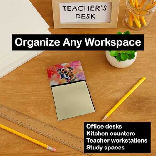 Caroline's Treasures Boxer Hippie Dawg Sticky Note Holder Refillable Dispenser Self-Sticky Note Pads, Memo Pads Blank Desk Accessories