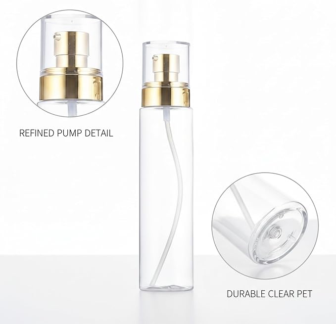 Multipurpose 1 fl oz PET Pump Dispenser for Serums, Lotions, and Travel Toiletries - Clear Flat Shoulder Bottle