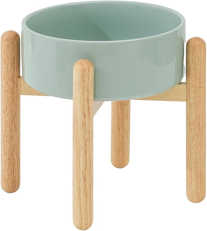 Havniva Ceramic Dog Bowls Elevated, Raised Dog Food Bowl for Large Dogs | 8.3” Elevated Dog Bowls, Non-Slip Wood Stand, Dog Food and Water Bowl Set, Dog Feeding Dish, Large Capacity Pet Water Bowl