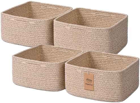 Storage Baskets for Shelves, 4 Pack Shallow Basket