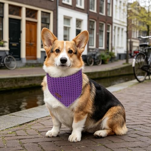 Lavender Polka Dog Bandana, UP URARA PUP Purple Dots Puppy Bandana for Small,Medium Dog, Comfortable Cotton Triangle Bid Scarf Dog, Pet Kerchief for Girl Boy Dogs or Cats
