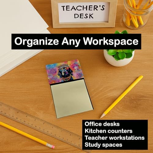 Caroline's Treasures Black Labrador Hippie Dawg Sticky Note Holder Refillable Dispenser Self-Sticky Note Pads, Memo Pads Blank Desk Accessories