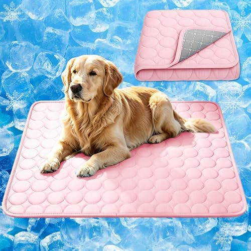 2026 Arc-Chill Upgraded Dog Cooling Mat Q-Max>0.4 Pet Cooling Pad | Non-slip Dog Bed Mats Washable Cooling Mat for Dogs Cats Instant Cool Relief for Indoor Floor Sofa, Outdoor Garden& Car Seats