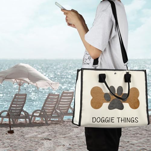 FOTAP Dog Lover Shopping Bag - Owner Tote for Toys, Park, and Doggie Things - Gift (DOGGIE THING LT)