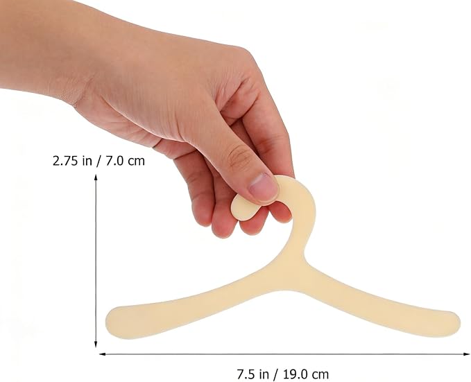 Alasum Mini Plastic Dog Clothes Hangers Set Beige 7.48 x 2.75 in | Durable Polymer, Anti-Slip Shoulder Notches, Closet Organization, Designed For Small Pet Apparel, Easy To Stack