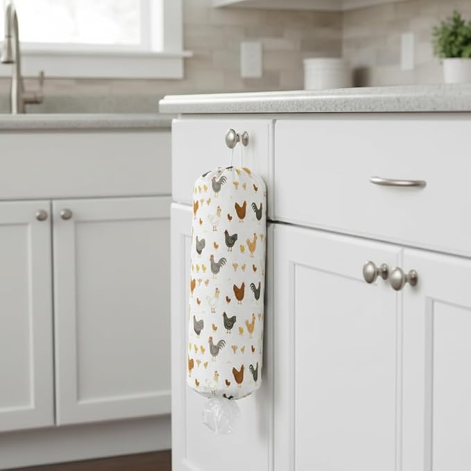 Plastic Bag Holder, Wall Mount Plastic Bag Organizer Dispenser Reusable Grocery Bag Organizer for Home Kitchen(Chicken)