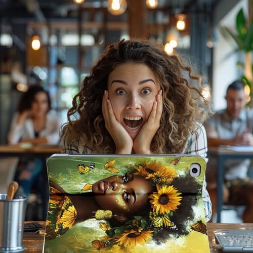 for Microsoft Surface Pro X/Pro X Plus-13 2019/2020/2021/2024 Tablet Case,Auto Wake/Sleep,Adjustable Stand Protective Cover - Sunflower Butterfly African Girl