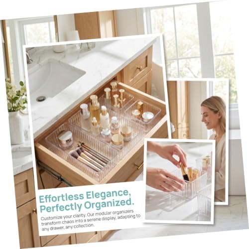 TOYANDONA 10pcs Clear Drawer Organizer Trays with Stackable Pet Plastic Dividers for Jewelry Skincare Makeup Nail Tools Multi-use Anti-spill Storage Bins for Kitchen Vanity Bathroom
