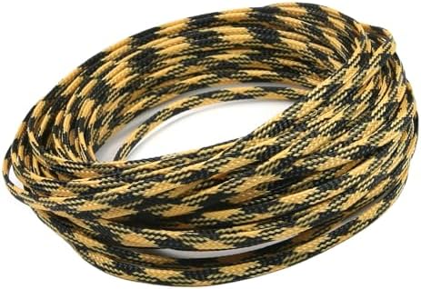 Jutagoss PET Expandable Braided Cable Sleeve, 32.8ft - 3/16 inch Black Yellow Cable Management Sleeve, Wire Loom Tube Cord Protector for USB Cable, Power Cord, Audio Video and More, 1Pc