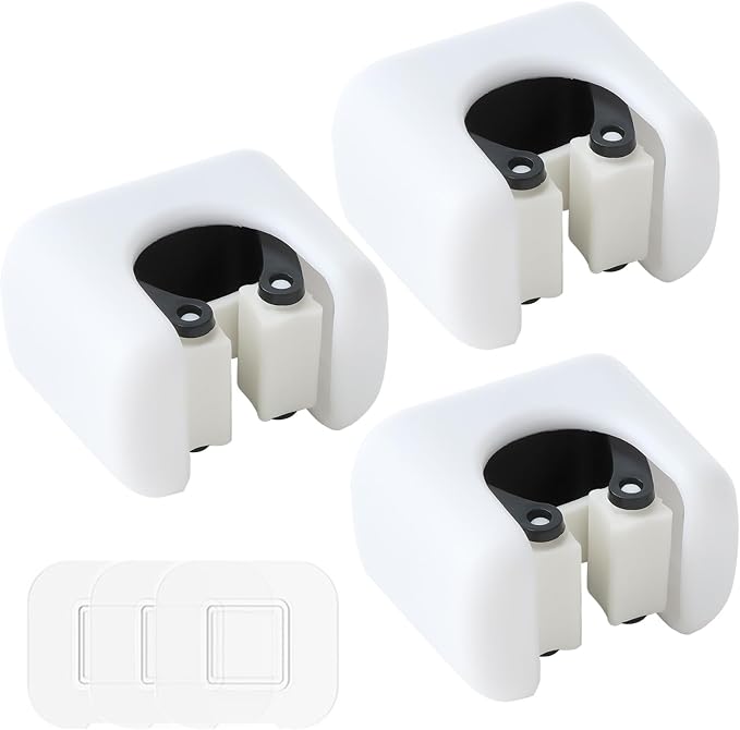 3 Pcs Self-Adhesive Broom Holder | Wall Mount Mop Organizer,Cleaning Supplies Hanger Rack for Bathroom Kitchen Garage Garden,Durable＆Water-Resistant