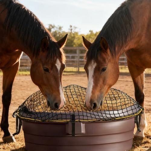 2Pcs 74'' x 45''Heavy Duty Stock Tank Slow Feed Hay Net, Buckle Adjustable