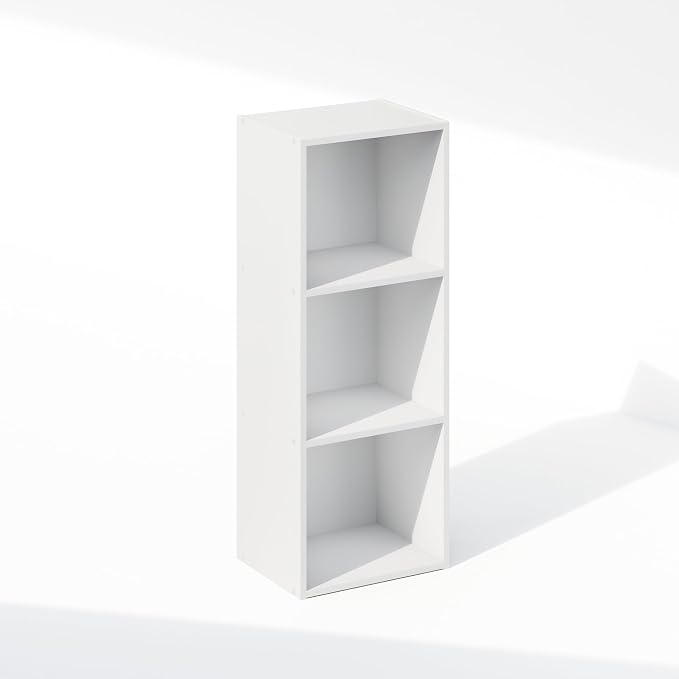 Furinno Reed Closet Organizers and Storage, 3-Tier Closet Organizer, Open Shelf Closet Storage, for Wardrobe, Bedroom, Living Room, White