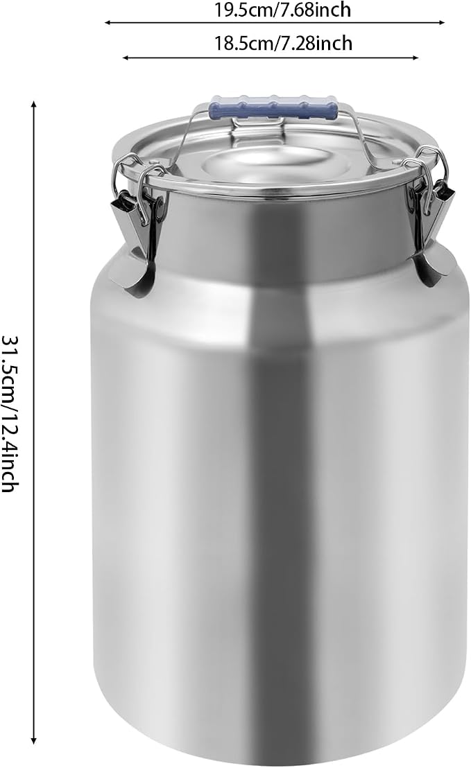12L Stainless Steel Rice Storage Container with Airtight Lid&Handle, Silver | Secure 3-Buckle Locking Lid, Portable Handle and Wide Opening, Stores Rice, Flour, Pet Food, Tea, Oil, Milk, Grains