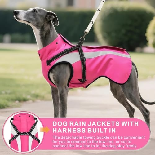 Dog Raincoat Waterproof Raincoats for Dog Reflective Dogs Rain Jackets with Hood Hoodie Pet Rain Poncho Coat for Small Medium Large Dogs Puppies S-XXL (Pink, S)
