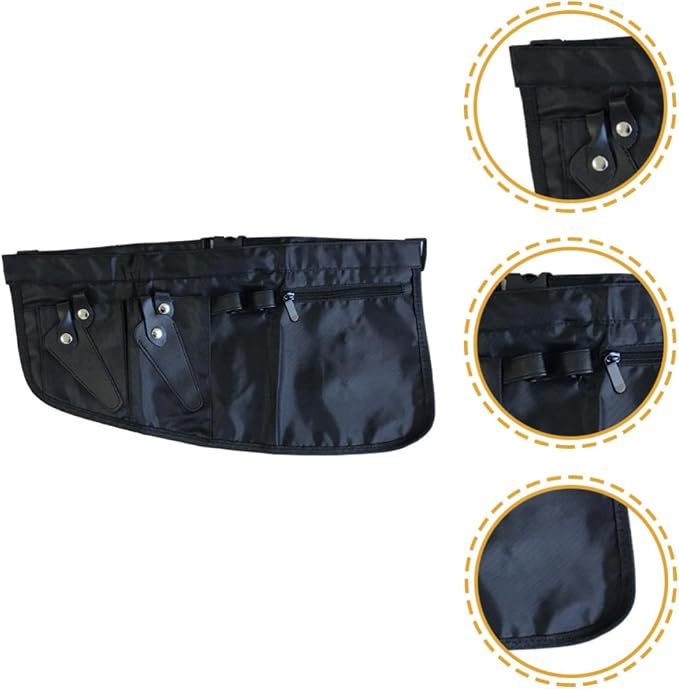 VALICLUD Waist Bag Canvas Hairdresser Scissor Organizer Black | Waterproof Storage Areas, Adjustable Buckle, Simple Appearance for Salon Tools