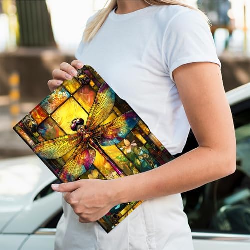 Rotating Handle Case for Samsung Tab S10 Ultra 2024/Galaxy S9 Ultra 2023 14.6", 360 Degree Swivel Kickstand with Magnetic Closure Shockproof Leather Protective Cover, Retro Dragonfly