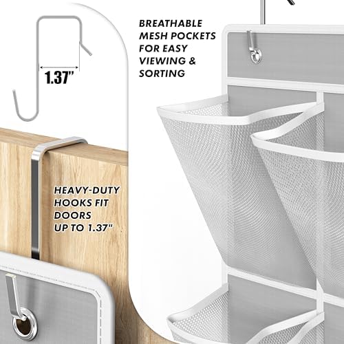 Simple Houseware 12 Pockets Large Over Door Shoe Organizer, 2 Pack, Gray