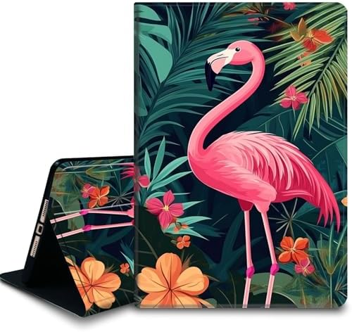 Bxgolkgd Tablet Case for Samsung Galaxy Tab A9 8.7 Inch 2023(SM-X110/X115/X117),Shockproof Stand Cover with Heat Dissipation,Auto Wake/Sleep Function,Flamingo Tropical Plants