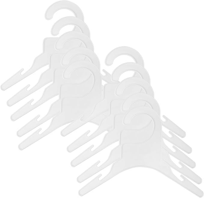PRETYZOOM 10pcs Small Pet Clothes Hangers Plastic Drying Rack for Dog and Cat Apparel Storage White Closet Organizer