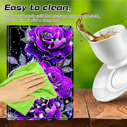 Universal Tablet Case for T-Mobile Revvl Tab 2 10.1" 2025/Revvl Tab 5G 10.36" 2023, 360 Degree Rotating Kickstand Protective Stand PU Leather Shell Cover for 9"-10.5", Purple Rose 01