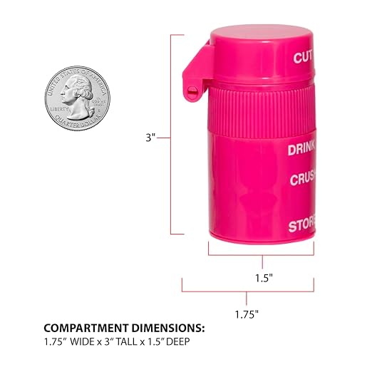 Ezy Dose 3 Compartment Pill Crusher, Cutter & Grinder, Drinking Cup, Pink