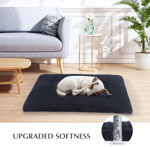 BVAGSS Reversible Dog Crate Pad, Memory Foam Pet Bed Mat, Soft Warm Machine Washable Sleeping Kennel Mattress for Small Medium Dogs XH079 (21''x13''x1.6'',Dark Grey)