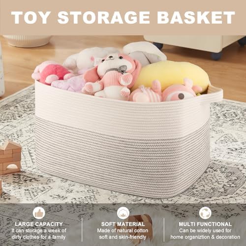 OIASKET 90L Extra Large Blanket Basket Living Room, 24"x16.9"x14.2"