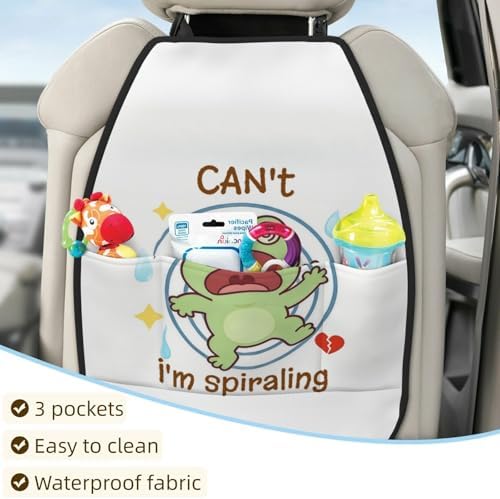 Car Seats Back Protector 2 PCS - Frog | with 3 Storage Pockets, Shield Seats From Dirt, Mud Scratches, Fits Cars SUVs Trucks and Jeeps
