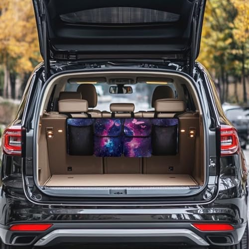 Cat and Butterfly Hanging Car Trunk Organizer Car Back Seat Storage Bag Auto Cargo Bag Collapsible Auto Interior Accessories for Sedans SUV Jeep Trucks MPV Van