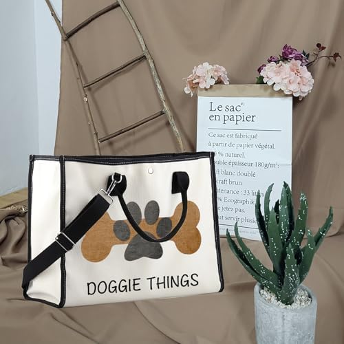 FOTAP Dog Lover Shopping Bag - Owner Tote for Toys, Park, and Doggie Things - Gift (DOGGIE THING LT)
