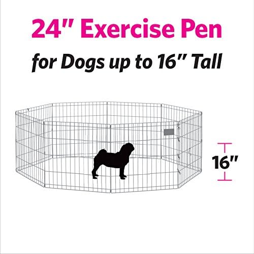 MidWest 24-Inch Pink Exercise Pen, Single Door, 16 Sq Ft Play Area | for Indoor and Outdoor Use, Large Door Opening & Secure Latch, Easy to Set Up, Foldable Playpen