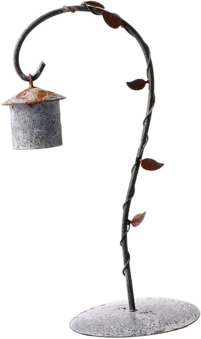 Vaguelly Rustic Iron Hook Hanging Rack with Round Base for Micro Landscape Bird Hut Decor Stable Desktop Stand Holder for Tabletop Windowsill Garden Balcony Display