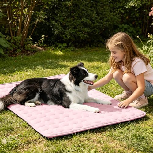 2026 Arc-Chill Upgraded Dog Cooling Mat Q-Max>0.4 Pet Cooling Pad | Non-slip Dog Bed Mats Washable Cooling Mat for Dogs Cats Instant Cool Relief for Indoor Floor Sofa, Outdoor Garden& Car Seats