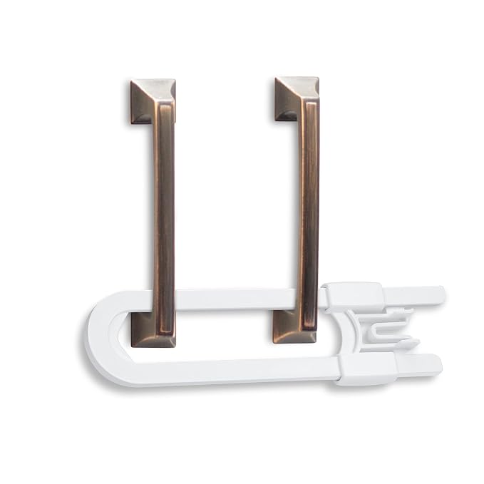 Vmaisi No Drill U-Shaped Sliding Cabinet Locks Baby Proofing, 10 Pack | Adjustable Child Safety Locks for Cabinets with Handles or Knobs, Childproof Latches for Kitchen Bathroom Storage Cupboards