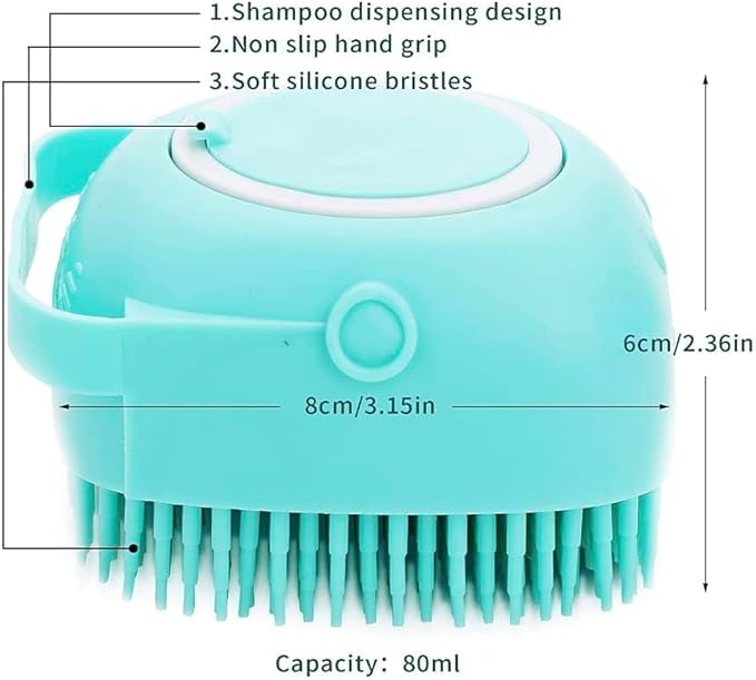 Pet Bath Massage Brush Puppy Dog Cat Grooming Soft soap Dispensing(Pink)