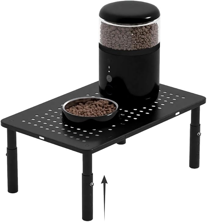 W‌SOWX Adjustable Automatic Cat Feeder Stand - Non-Slip Elevated Holder for Cats/Puppies, Fits Most Automatic Feeders & Water Dispensers, Black(Holder ONLY)