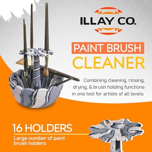 Paint Brush Cleaner - Silicone Brush Cleaner with Rinse Bowl | Upgraded 3-in-1 Paint Brush Holder and Cleaner Tool for Acrylic Painting | Best Painting Tool for Artists | Gift for Art Lovers