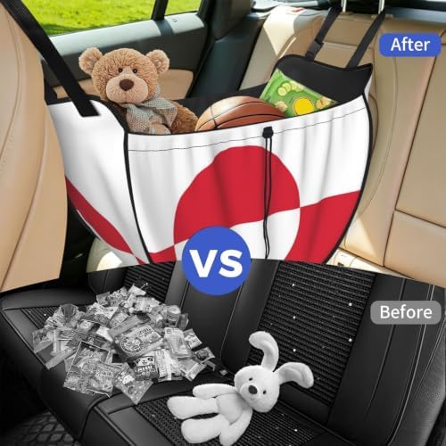Greenland Flag Car Seat Organizer-Backseat Storage Bag for Travel | Waterproof Durable. Holds Snacks Gear Essentials. Fits Most Cars.
