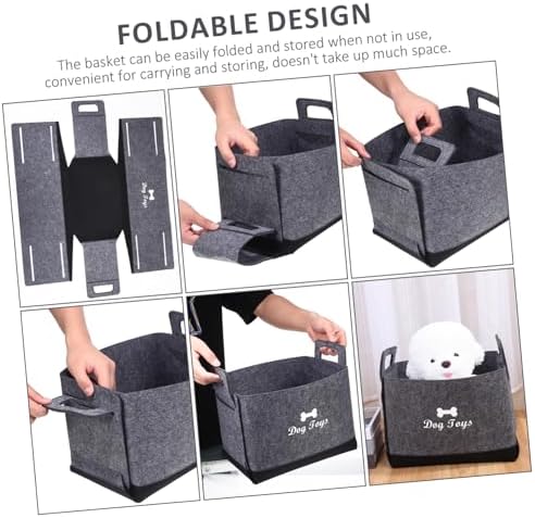 Holibanna Pet Toy Storage Organizer Thick Felt Bin for Dog and Cat Toys Versatile Container for Home Organization Living Room Bedroom and More