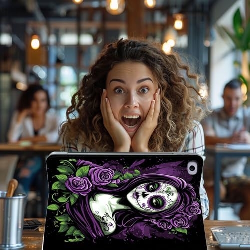 for Microsoft Surface Pro 7 Plus,Surface Pro 7/6/5/4 12.3" Tablet Case,Auto Wake/Sleep,Adjustable Stand Protective Cover - Purple Sugar Skull Girl