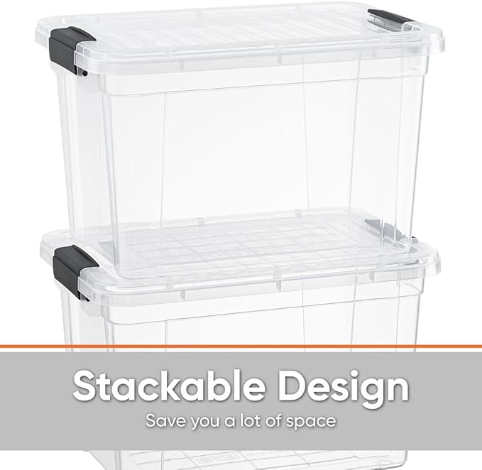 Superio 8.7 Quart Clear Plastic Storage Boxes with Lids, Stackable Organizer Containers, BPA-Free Storage Bins for Home, Office, School & Dorm, 8 Pack