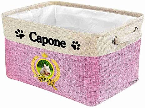 Custom Name Collapsible Dog Toy Storage Basket Bin World's Best Dog Wheaton Terrier Foldable Pet Toy Box Closet Shelf Baskets Organizer for Bedroom Home Dog Cat with Handles Pink