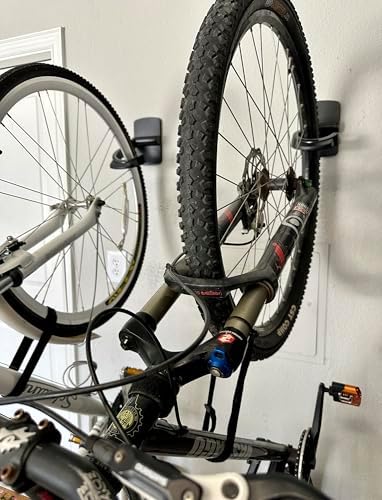 Duck EasyMounts Bike Hanger - Heavy Duty Wall Mount Bicycle Rack for Garage Organization & Storage - No Tool Install - Up to 50 Lbs - Black, Pack of 1 Tire Hook, Wheel Dock & All Hanging Hardware
