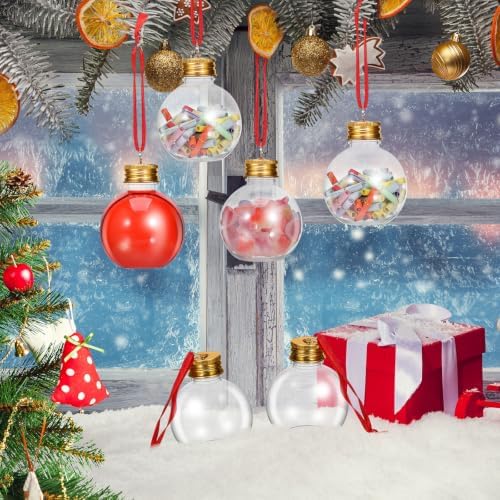 10pcs Golden Bulb-shaped Christmas Candy Bottles with Spill Proof Lid, Decorative Pet round Drink Containers for Holiday Party Favors and Festive Event Decorations