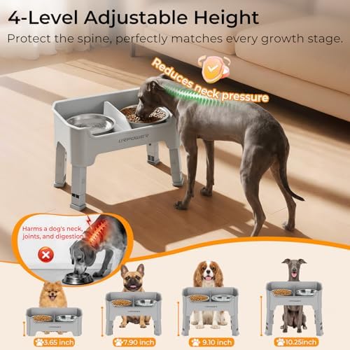 URPOWER Mess Proof Elevated Dog Bowls, Splash Guard Raised Bowl Stand