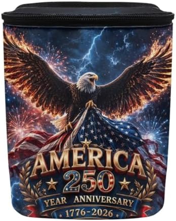 American 250th Car Hanging Trash Can Eagle Patriotic Garbage Can with Adjustable Straps Universal Car Accessories Interior for SUV Trucks