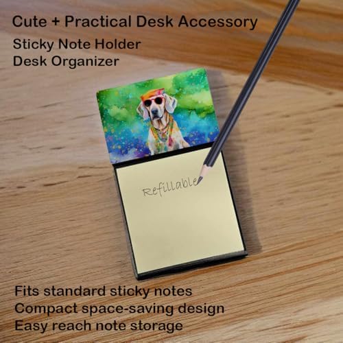 Caroline's Treasures Weimaraner Hippie Dawg Sticky Note Holder Refillable Dispenser Self-Sticky Note Pads, Memo Pads Blank Desk Accessories