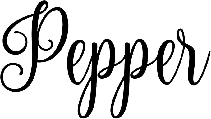 Pepper 4.5w x 2.5h Label | Kitchen Pantry Organization | Die Cut Vinyl Decal | Black Fancy Font (Sticker Only)