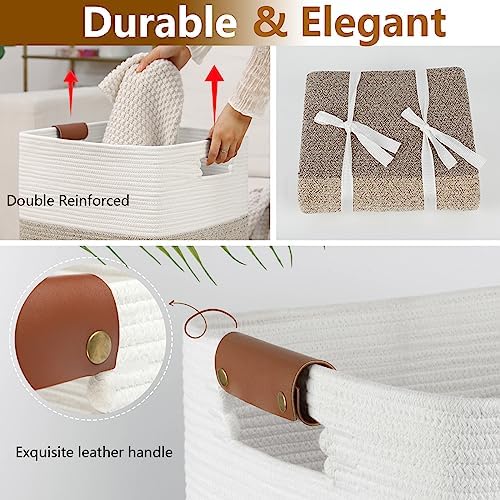 Laundry Hamper 96L Extra Large Laundry Basket, Woven Blanket Basket | Cotton Woven Storage Hamper with Handles for Living Room, Large Baskets for Pillows, Blankets, Clothes-Gradient Yellow